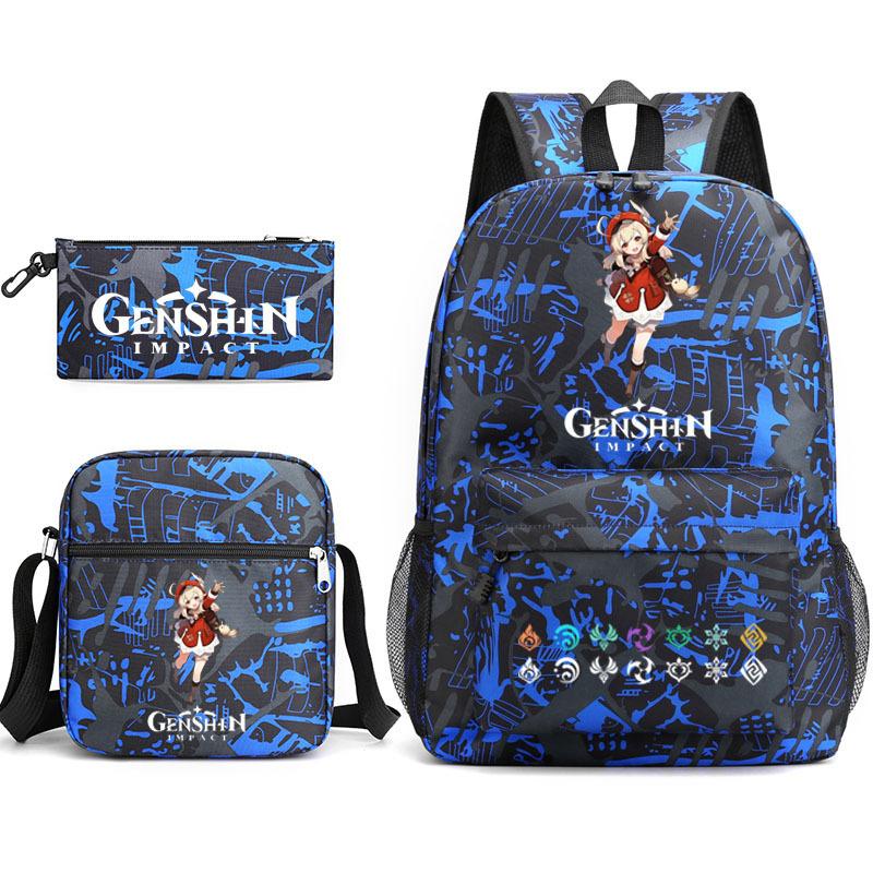 Genshinimpact Yuanshen School Bag Three-Piece Pencil Case Shoulder Bag Backpack