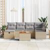 Ensemble de Canapé de Jardin 7 Pièces avec Coussins Beige Poly Rattan, Canapé de Jardin 2 Places avec Coussins Beige Poly 3359539