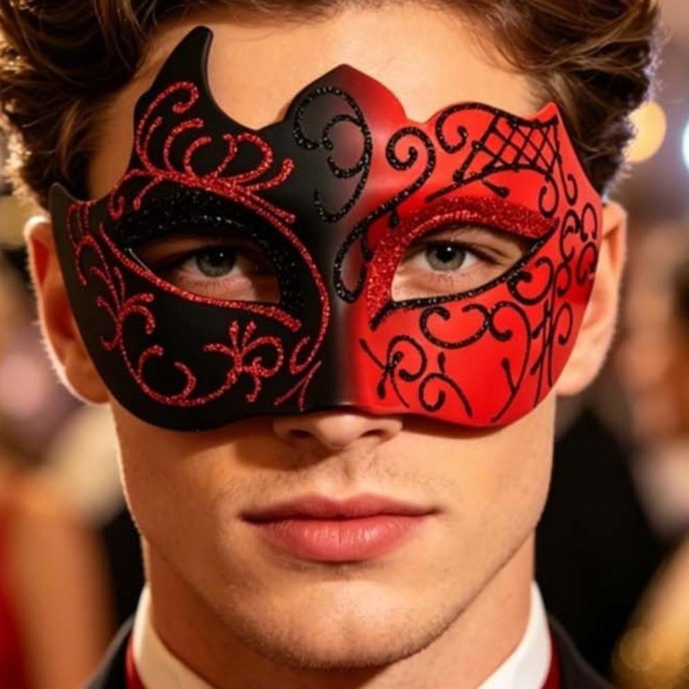 2PCS Metal Couple Masquerade Mask Lace Eye Mask Shared Party Set Half Face Mask Set Carnival