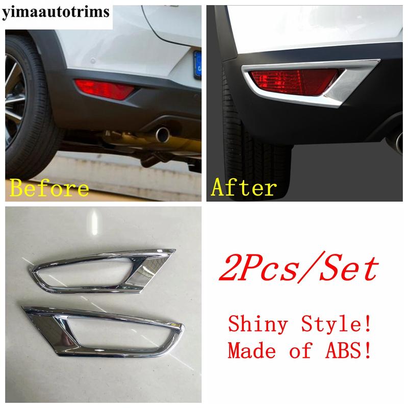 2 Stück Chrom Heckstoßstange Nebelscheinwerfer Licht Dekoration Rahmen Abdeckung Zierleiste Für Mazda CX-3 CX3 2015 - ABS Zubehör Exterieur Kit