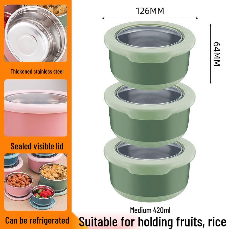 Stainless Steel Food-Grade Sealed Soup & Bento Bowl for Refrigerator