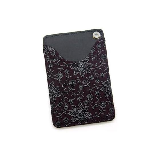 Indenya Pass Case Card Holder Deer Leather Made In Japan Traditional Craftsmanship No.2525 (Purple Base - Black Lacquer Clematis) 10.6x7.1cm Outer