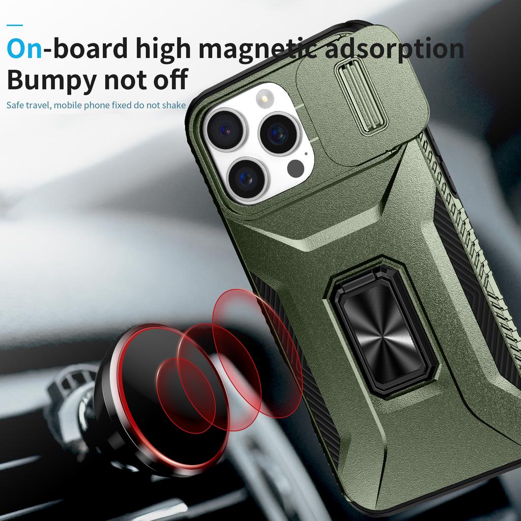 For iPhone 16 Pro Max Case Camshield Kickstand TPU+PC Phone Cover