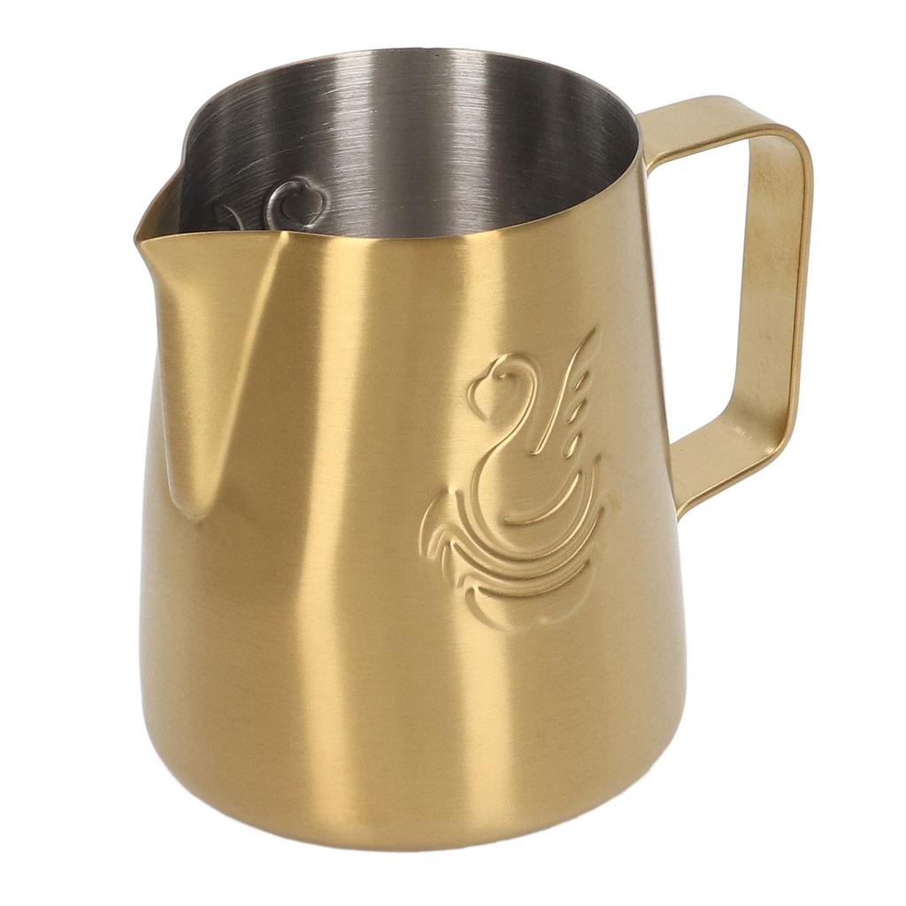 230ml Coffee Steaming Pitcher with Angled Handle Stainless Steel Olecranon Milk Frothing Cup for Latte White