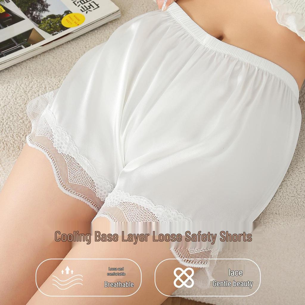 Women's Plus Size Lace Trim Anti-Exposure Safety Shorts