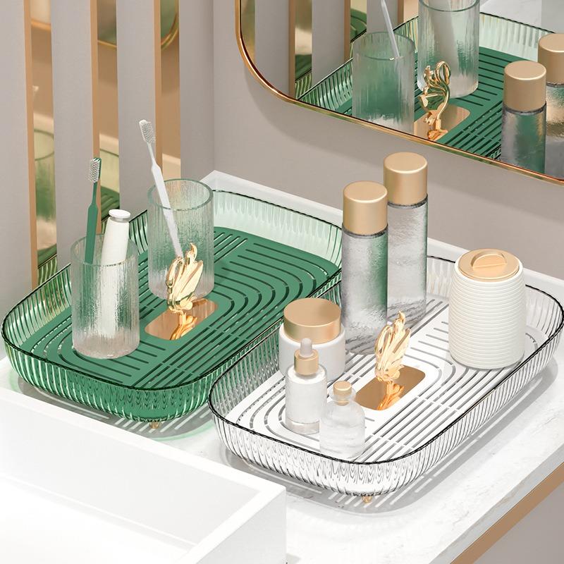 Kreativer Tablett-Organizer Küche Badezimmer Kosmetikaufbewahrung Zuhause Wohnzimmer Tablett Rechteckiges Tee-Obsttablett Desktop-Aufbewahrung