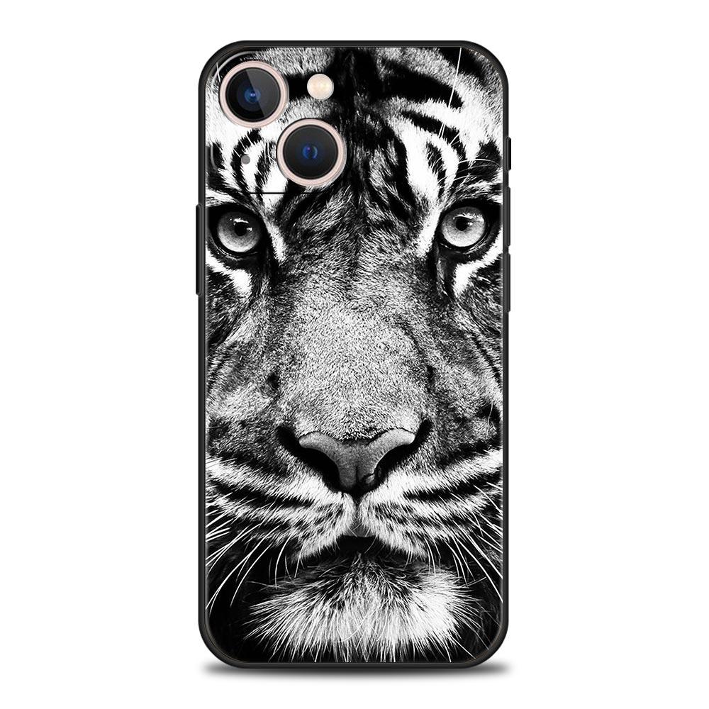 Phone Case For iPhone 17 16e 15 14 13 12 11 Pro Max SE 7 8 Plus Shell iPhone 16 Soft TPU Cover Animal White Tiger