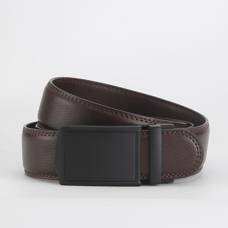 Men's Casual Anti-Pull 3.5 Automatic Buckle Two-Layer Cowhide Belt