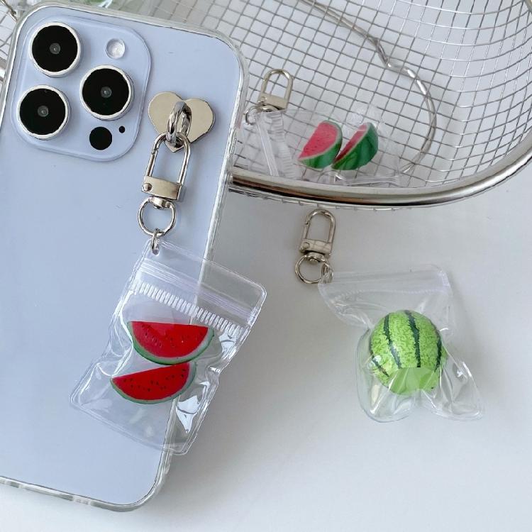 Summer Korean Style Watermelon Keychain Sturdy Alloy Key Ring Cute Phone Charm Gift For Teens