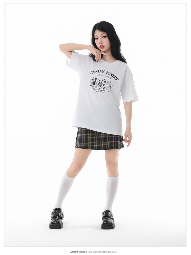 Hong Kong-Inspired Korean High-End White Short-Sleeve Women's Versatile Age-Reducing T-Shirt