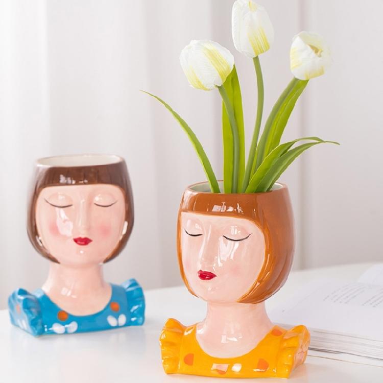 Easy to Use Flower Pots Mould Short Hair Girl Planter Silicone Mold Personalized Succulent Vases Jewelry Crafting Mould