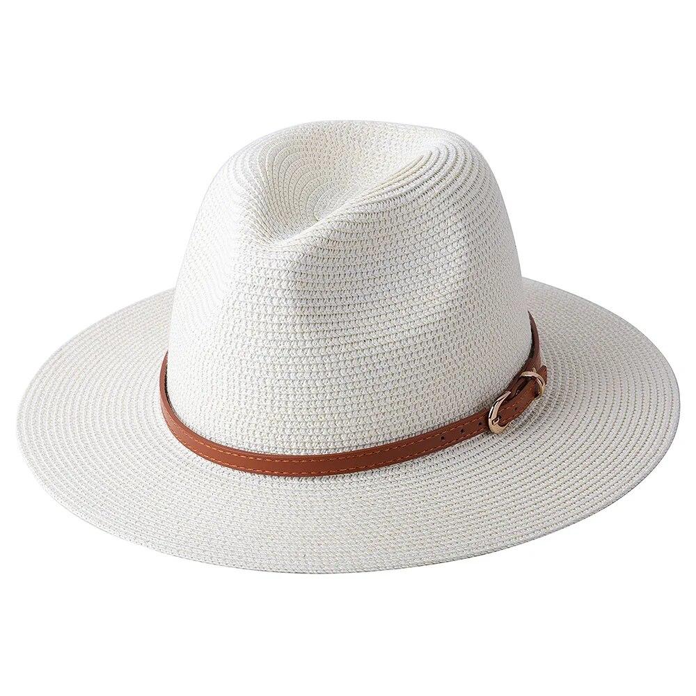 Soft 5658cm Natural Panama New Shaped Straw Hat Summer Womenmen Wide Brim Beach Sun Cap Uv Protection Fedora Hat