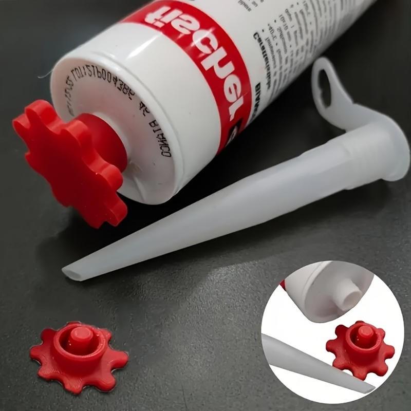 5pcs Flexible Gear-Style Tube Caps, Durable Plastic, Prevents Glue Hardening, For Silicone Repair, Outdoor Use