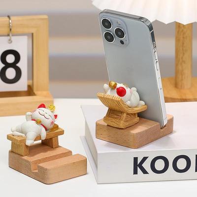 Winning Wealth Cat Phone Holder: Stylish Desktop Ornament & Birthday Gift for Office Culture
