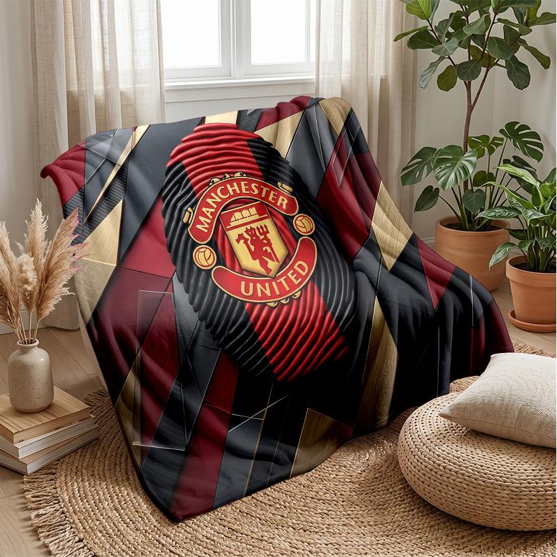 Manchester United Theme Blanket Soft Flannel Blanket Plush Throw Blanket Cozy Sofa Bed Blanket for Home Decor