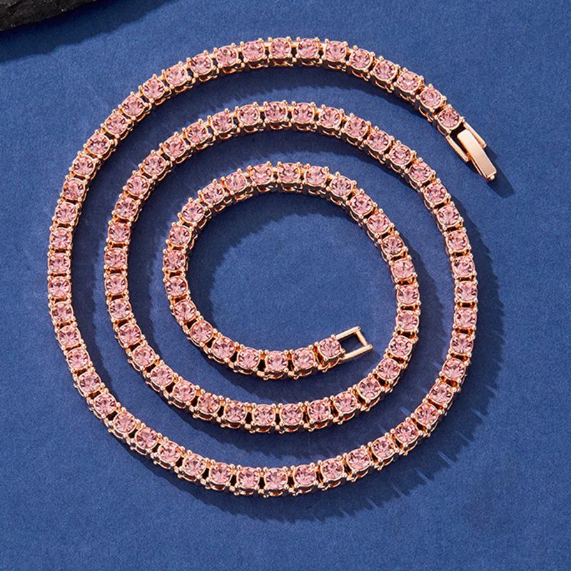 5Mm Hip Hop Tennis Chain Simple Single Rhinestone Clavicle Chain Cuban Chain Necklace