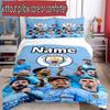 3pcs Duvet Cover Set (1*Duvet Cover + 2*Pillowcase, Without Core), Custom Name Manchester City FC Pattern Bedding Set, Home Bedroom Decor Gift