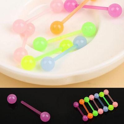 7 st Body Piercing Smycken Luminous Glow Akryl Tongue Rings Nose Barbell Bars