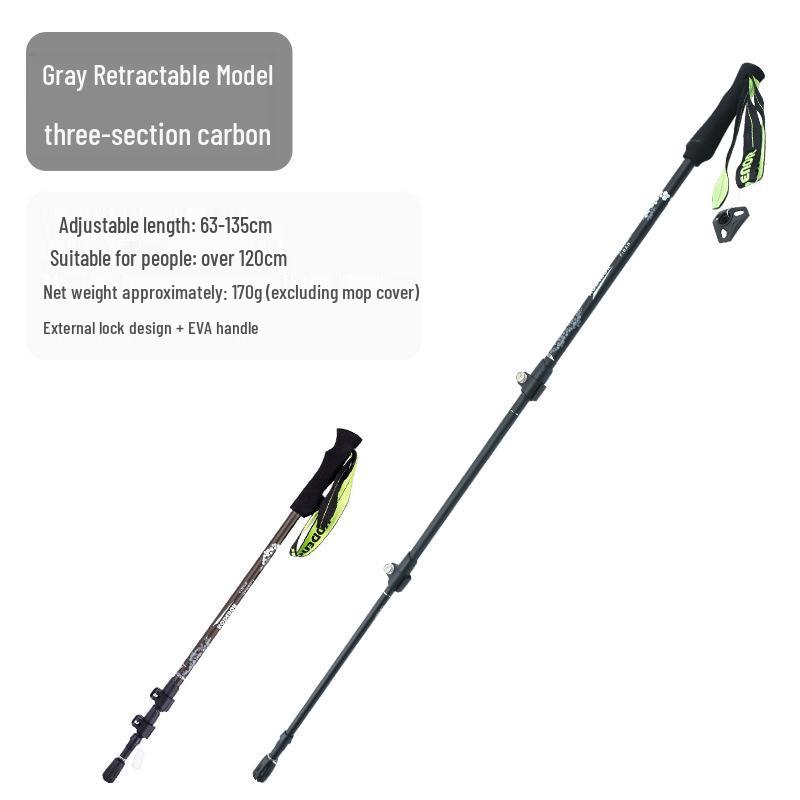 Baston de trekking telescopic din aliaj de aluminiu 7075 - Ușor, portabil, pliabil, blocare externă pentru drumeții, schi și alpinism.