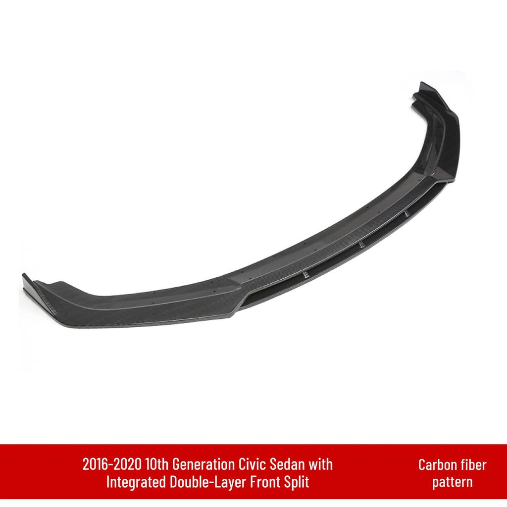 Civic 16th-20th Gen Front Lip Splitter & Rear Spoiler Kit with Double/Single-Layer Side Skirts