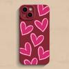 Luxury Red Love Heart Soft Silicone Phone Case For iPhone 15 14 13 12 11 Pro Max Mini XR X XS Max 7 8 Plus Matte Back Cover