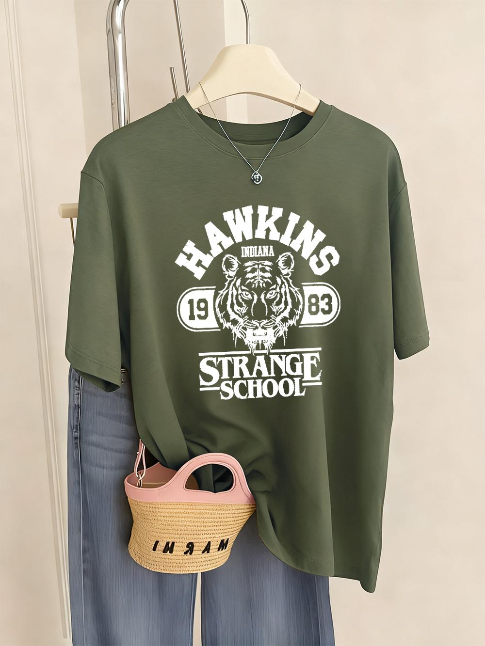 

Hawkins Strange School 1983 Prints TShirts Womens Casual Soft T Shirt Loose Comfortable Short Sleeve Tops Summer ONeck Clothes S