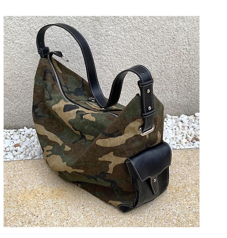 Design del Marchio Camouflage Borsa a Secchiello da Donna a Spalla Borse da Donna Grande Capacità Viaggio Tela Borse a Tracolla da Donna Tote