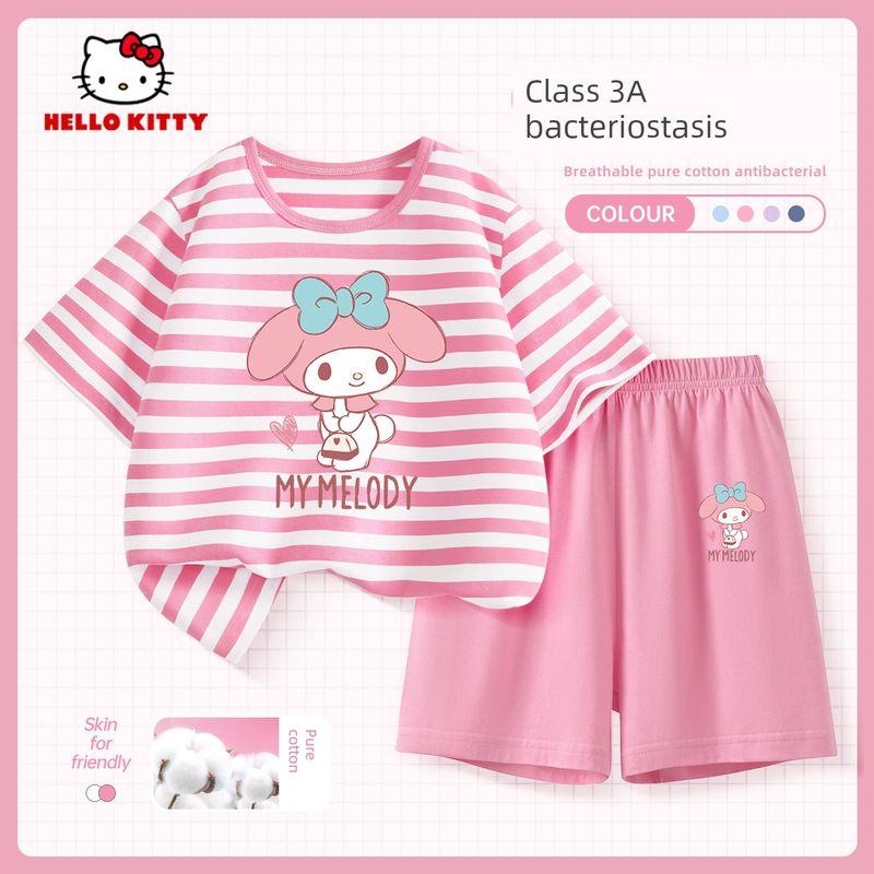 Melody Children s Pajamas Thin Pink Girls  Loungewear Set 2025 New Pure Cotton Summer Outfit Girls  Sleepwear Dijiepai_Dijiepai K Coral Red 110