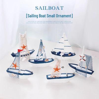 Solid Wood Sailboat Ornaments: Mediterranean Table Decorations & Creative Photography Props