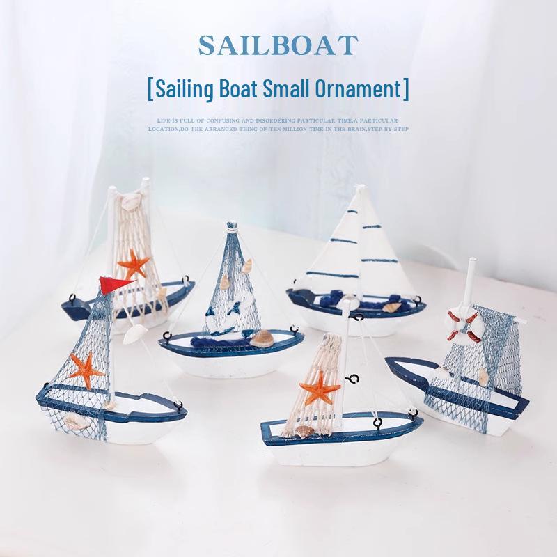 Solid Wood Sailboat Ornaments: Mediterranean Table Decorations & Creative Photography Props