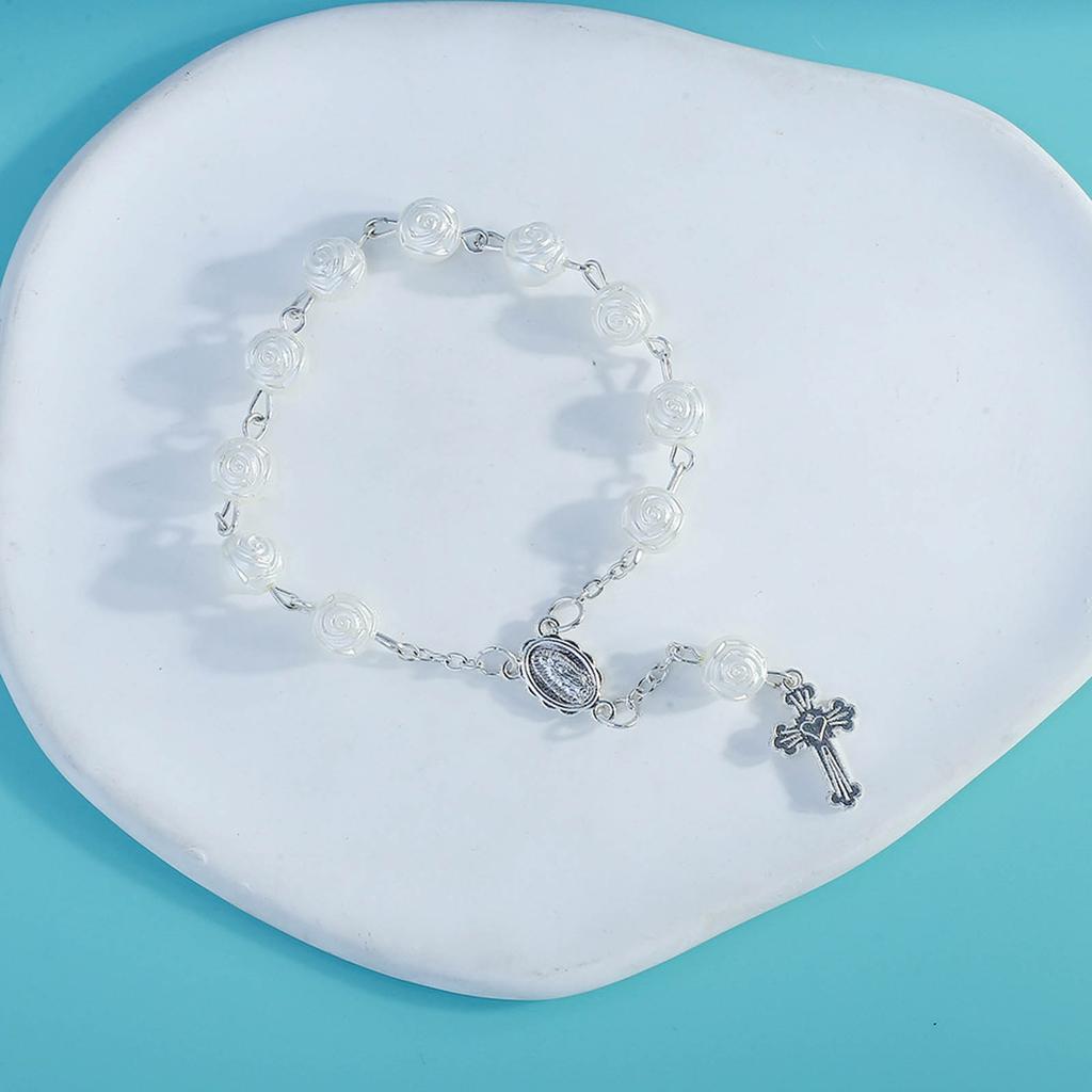 Unique Baby Baptism Bracelet Religious Style Prayer Bracelet Rosary Bracelet Adjustable Rose Baby Baptism Bracelets