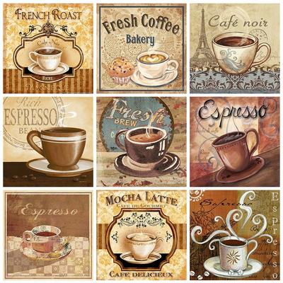 Pittura diamante 5D Nuovo caffè Fai da te Mosaico diamante Vendita Immagini di testo di strass Nuovo arrivo