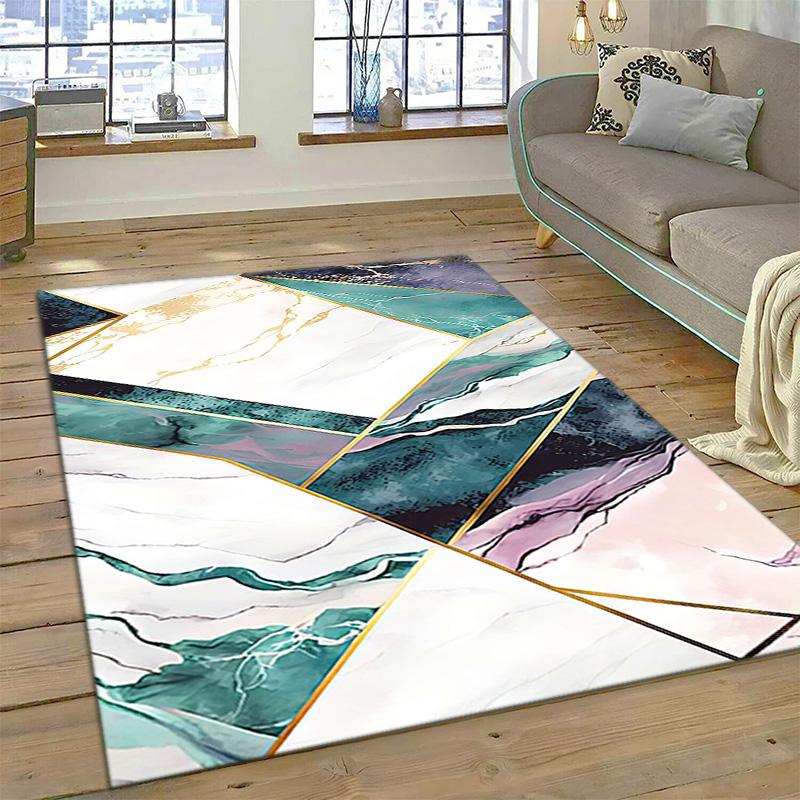 1PC Marble texture printed Carpet Rug for Living Room Bedroom Home Sofa Decoration,Non-slip Floor Mat Floor mat