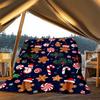1pc Gingerbread Man Outdoor Flannel Blanket Soft All Season Polyester Throw , Perfect for Picnics & Travel , Picnic Accessory