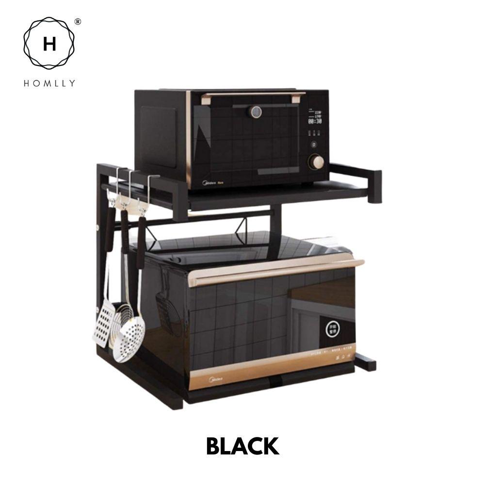 Homlly 2 Tier Expandable Adjustable Width Kitchen Microwave Oven Storage Rack Shelf
