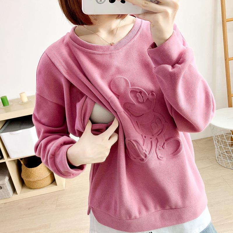 Stylové poporodní kojící topy: Čistá bavlna, Dlouhý rukáv, Ideální na jaro a podzim, Módní pro maminky