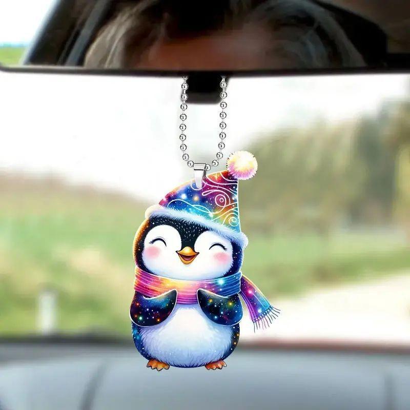 Cute Acrylic Penguin Hanging Ornament For Car Interior Decoration In Cartoon Style