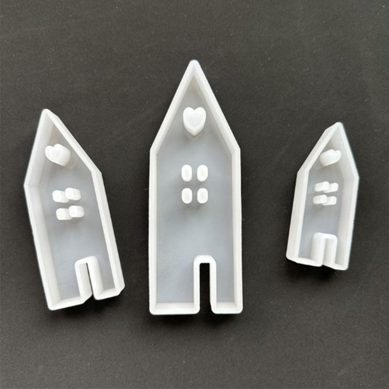 3 Stück Haus mit Fenster Form Handgemachte Häuser Silikonform Epoxidharzform DIY Duftkerzen Gießformen