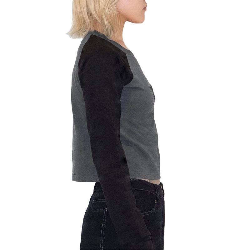 Europäisches und amerikanisches Sternmuster für Frühling und Herbst, Hot-Diamond-Langarm-T-Shirt, Slim Fit, personalisiertes kurzes Oberteil für Damen