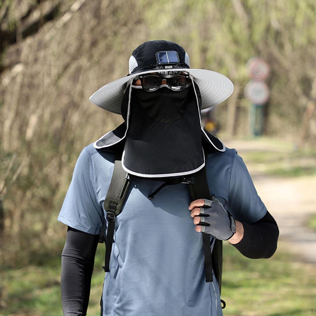 Outdoor Solar Fan Hat Fisherman Lightweight Adjustable Cooling Sun Protection Fishing