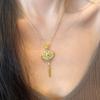 Court Style Colored Enamel Pearl Pendant Exquisite Antique Gold Craftsm Trendy Light Luxury Ruyi Tassel Necklace Wedding Jewelry