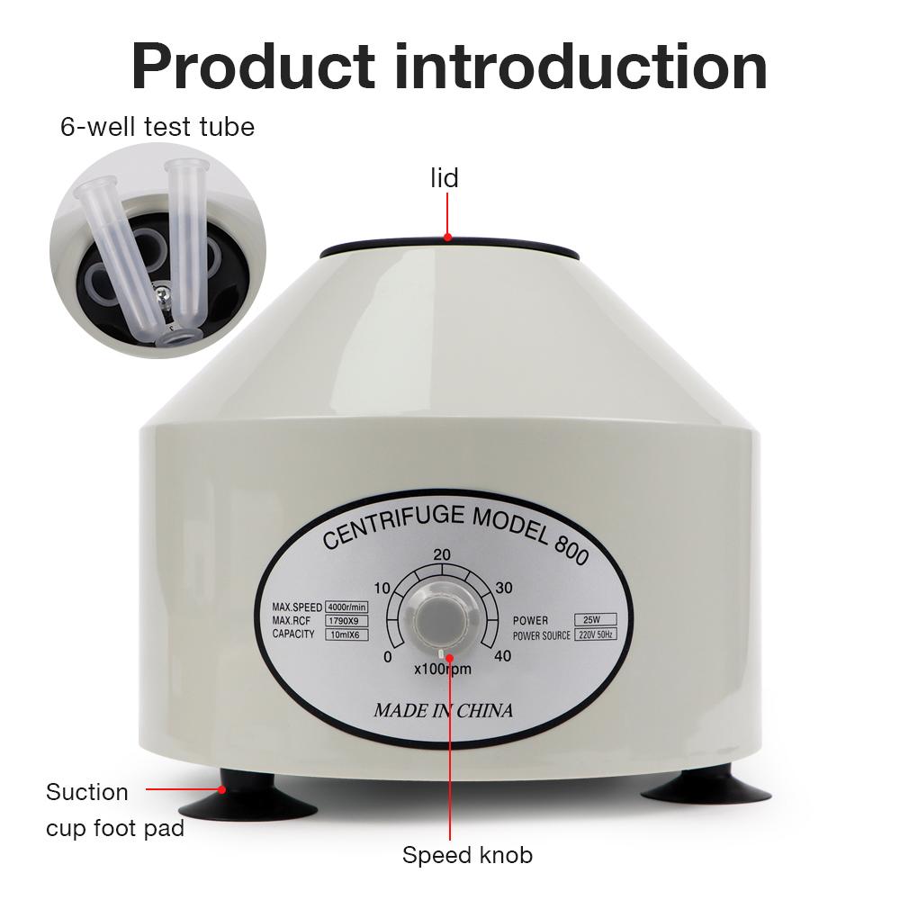 Desktop Lab Centrifuge Without/With Timing Prp Plasma Medical Adjustable Speed Centrifuge 10ml*6 Centrifuge Tube 220V EU Plug