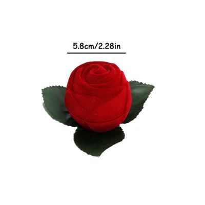 1pc Red Flower Stem Romantic Wedding Ring Holder Stud Earrings Storage Box Jewelry Box Jewelry Packaging Ring Case