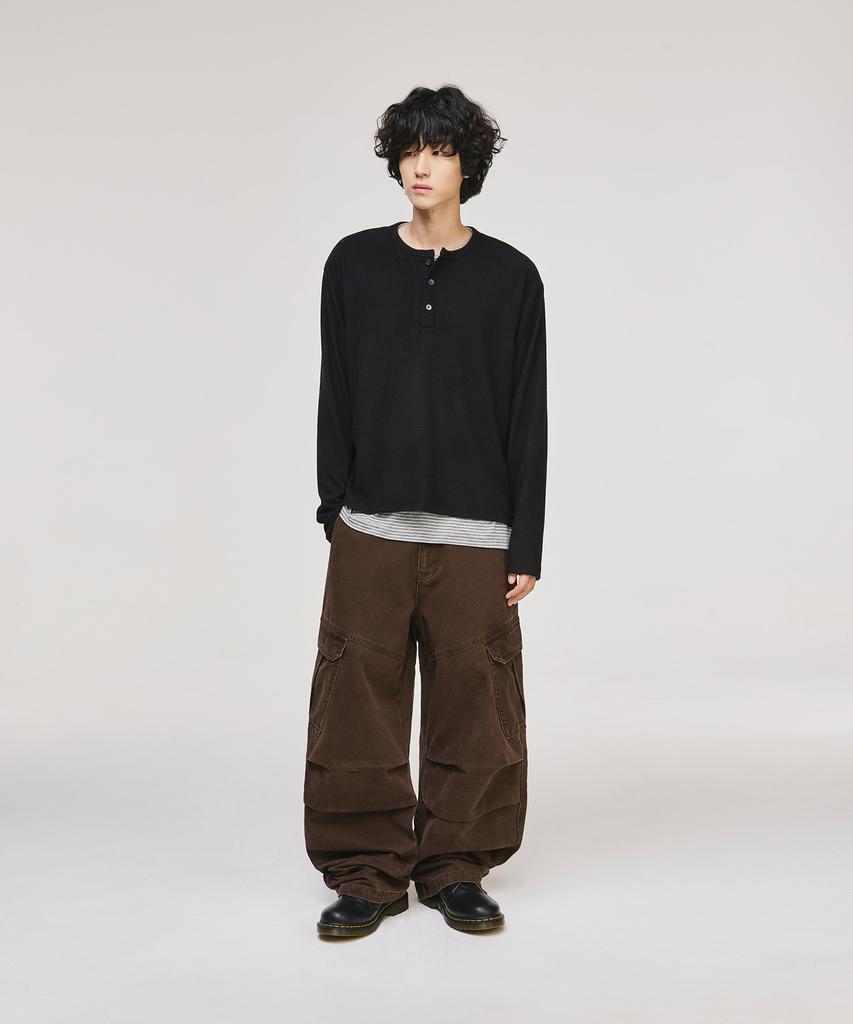 SIGNATURE Parachute Cargo Cotton Pants [Brown]