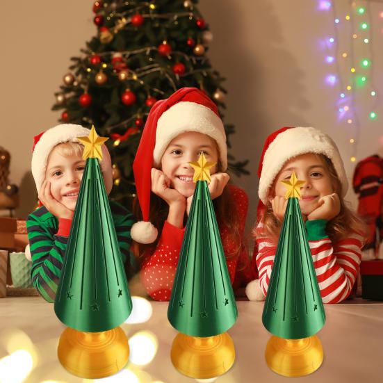 Vánoční hvězdný strom noční světlo 3D tištěný osvětlený vánoční stromek s LED světlem pro domácí vnitřní ložnici stolní dekoraci