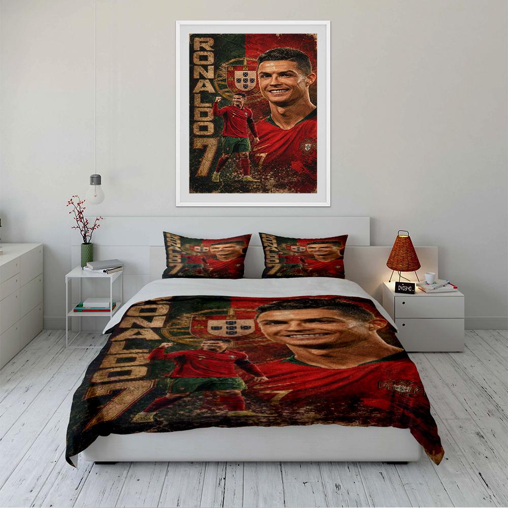 Portugal Football Star Bedding Bedding Duvet Cover Set Duvet Cover Pillowcases Home Decor (1 * Duvet Cover 2 * Pillowcases, Without Duvet Insert)