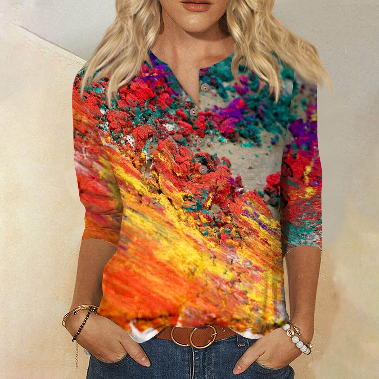 Женская футболка с цветочным принтом и рукавом три четверти — фото 11