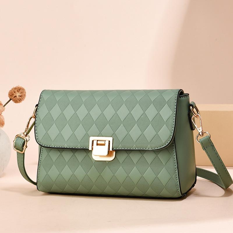 

Stylish Khaki Diamond Pattern Small Satchel Bag Versatile Shoulder Crossbody Handbag For Moms Green