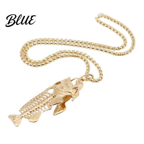 Non-fading Metal Necklace Fish Bone Necklace Punk Street Style Hollow