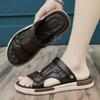 Leather sandals men wear non-slip and deodorant in summer, dad wears sandals for driving, high-end outdoor sports beach slippers